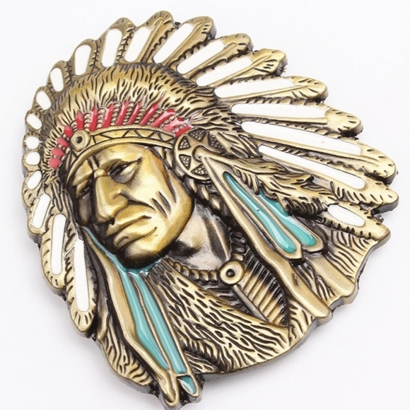 New Native American Indian chief head belt buckle - Picture 6 of 8